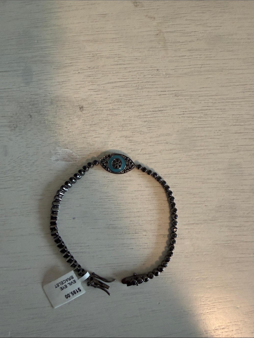 Evil Eye .925 silver gunmetal Bracelet with Turquoise evil eye Accent